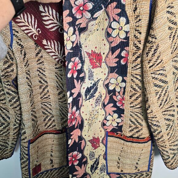 Mieko Mintz Short Kantha Open Kimono Jacket Reversible Lagenlook OS - Picture 9 of 10